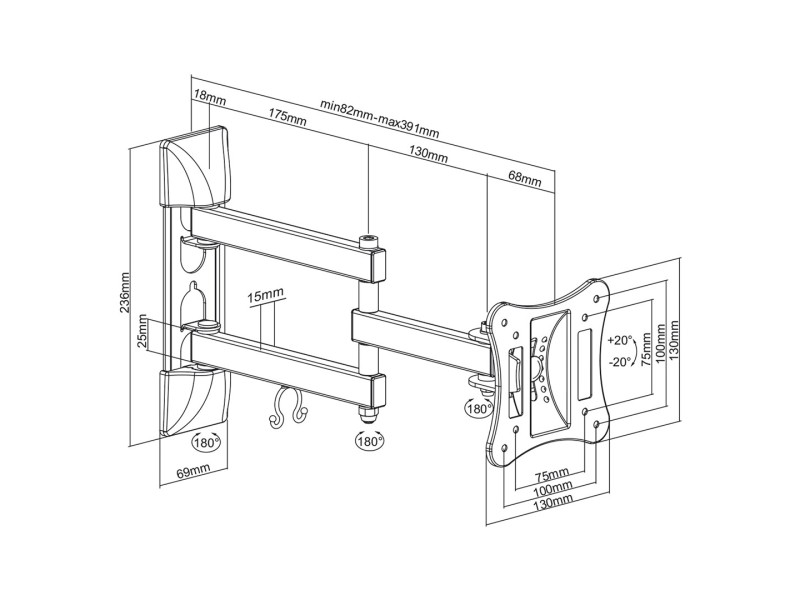 Maclean MC-719 TV Wall Mount LCD LED Plasma TV Holder Tiltable 13-27 Maclean MC-719 TV Wall Mount LCD LED Plasma TV Holder Tiltable 13-27