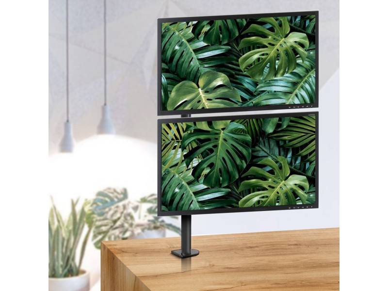 Maclean MC-967 Double Vertical Monitor Desk Mount Screen Holder max VESA 100x100, 13-27