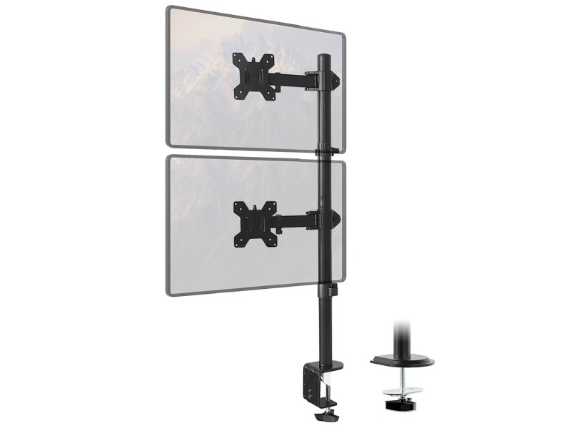 Maclean MC-967 Double Vertical Monitor Desk Mount Screen Holder max VESA 100x100, 13-27