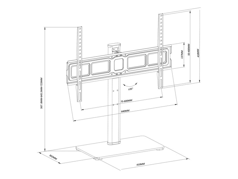 Maclean MC-386 Universal TV Stand Base for Cabinet Dresser Table Desk 32