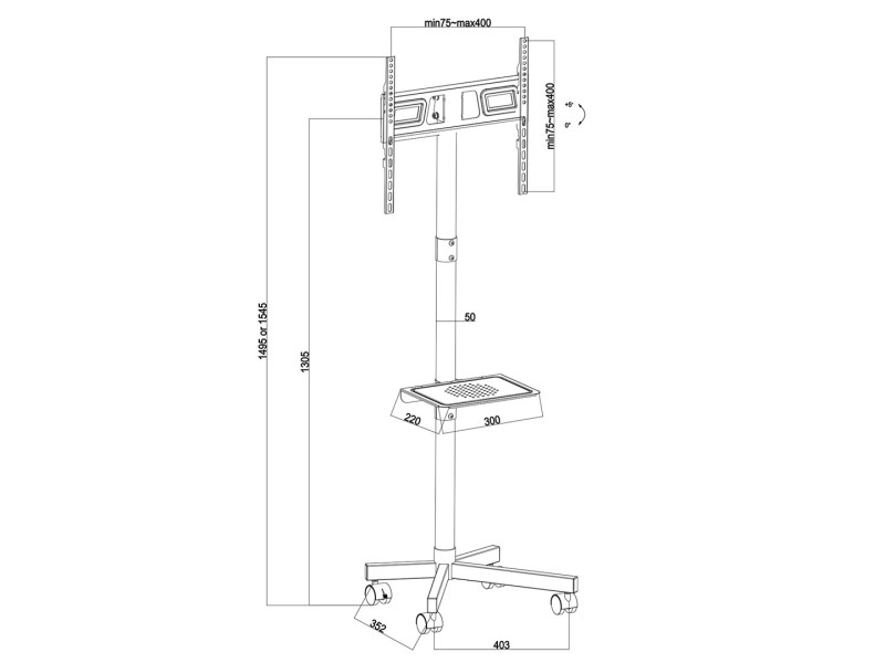 Maclean MC-949 TV Cart, Stand, Professional,32-55 Maclean MC-949 TV Cart, Stand, Professional,32-55