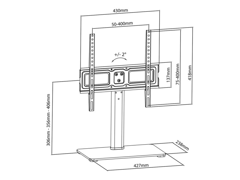 Maclean MC-450 Universal TV Stand for TV Cabinet max. 40kg, max. VESA 400x400 32-65