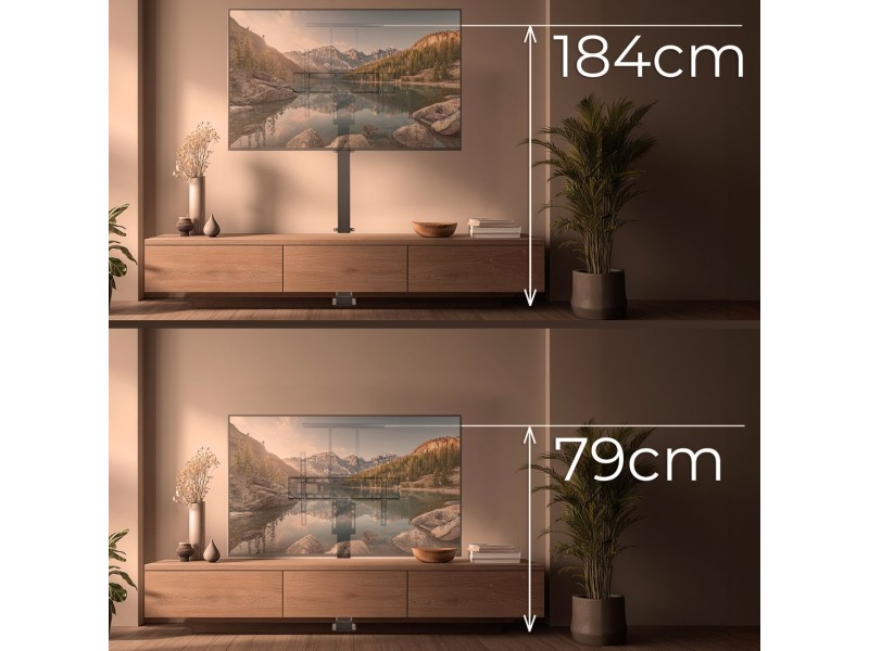 Maclean MC-866T Smart Motorized Electric TV Lift TUYA Mobile App Floor Mount Bracket Alexa Google Home 37''-80'' 60kg Cabinet VESA (EU plug)