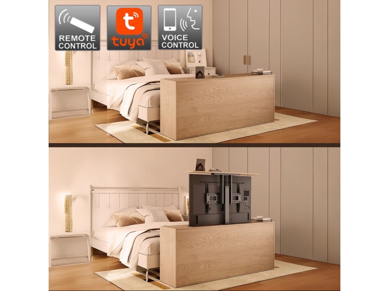 Maclean MC-866T Smart Motorized Electric TV Lift TUYA Mobile App Floor Mount Bracket Alexa Google Home 37''-80'' 60kg Cabinet VESA (EU plug)