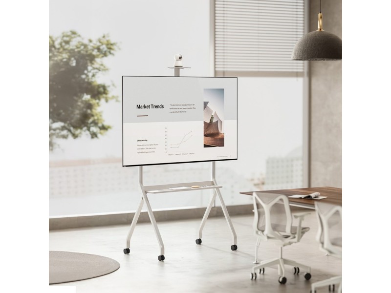 Maclean TV stand / cart, camera shelf, on casters, 55-100