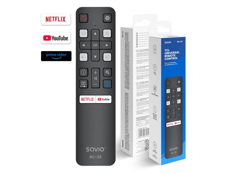 SAVIO RC-23 Universal / Replacement Remote Control for TCL TV