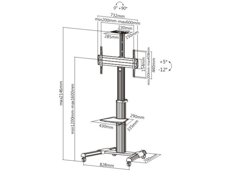 Techly Floor Support Trolley for LCD / LED / Plasma 37-70 with Shelf 