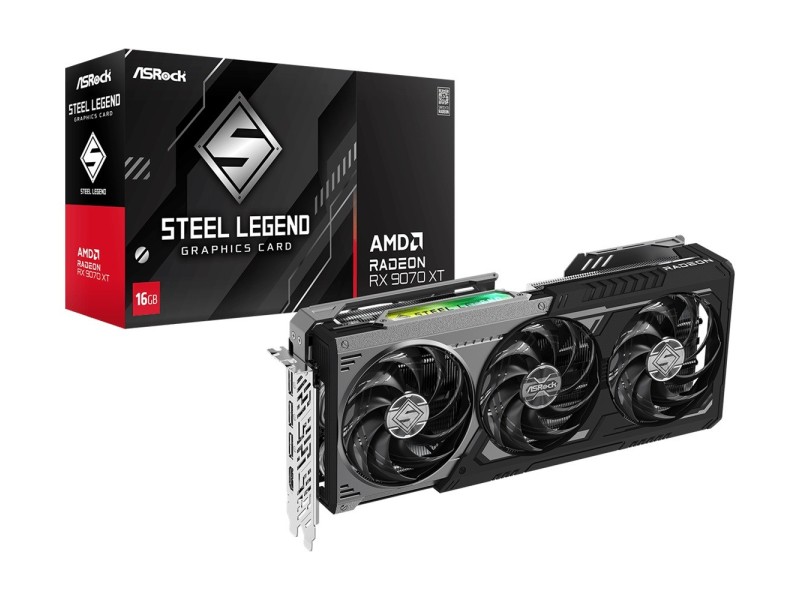 ASRock AMD Radeon™ RX 9070 XT Steel Legend Dark 16GB graphics card