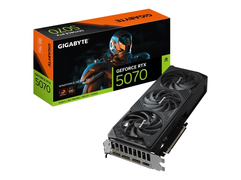 GIGABYTE GeForce RTX 5070 WINDFORCE OC SFF 12G Graphics Card - 12GB GDDR7, 192bit, PCI-E 5.0, 2542 MHz Core Clock, 3 x DP 2.1a, 1 x HDMI 2.1b, NVIDIA DLSS 4, GV-N5070WF3OC-12GD