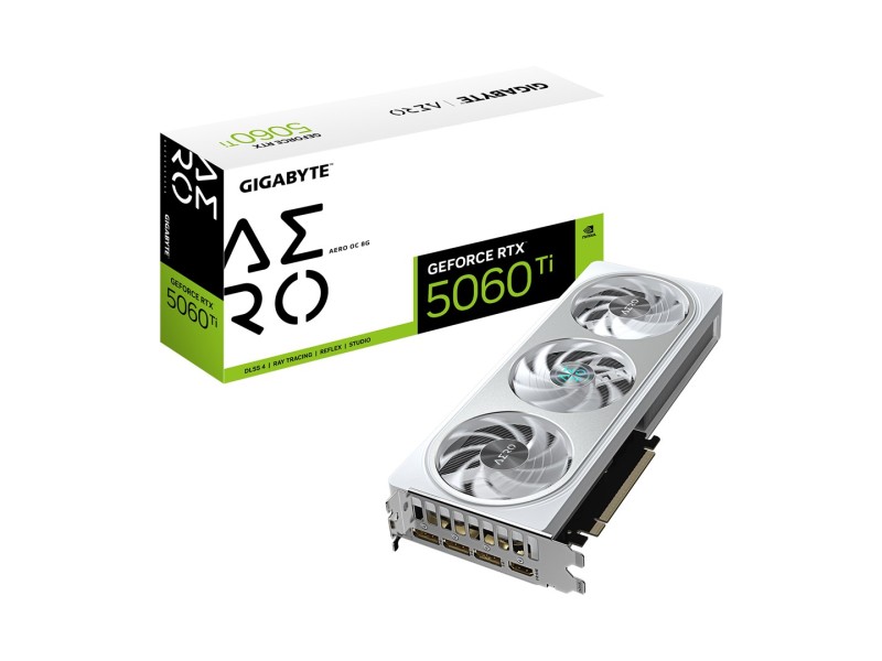 GIGABYTE GeForce RTX 5060 Ti AERO OC 8G Graphics Card - 8GB GDDR7, 128bit, PCI-E 5.0, 2647MHz Core Clock, 3 x DisplayPort, 1 x HDMI, GV-N506TAERO OC-8GD