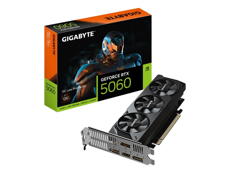 GIGABYTE GeForce RTX 5060 OC Low Profile 8G Graphics Card - 8GB GDDR7, 128bit, PCI-E 5.0, 2512 MHz Core Clock, 3 x DisplayPort, 1 x HDMI, GV-N5060OC-8GL