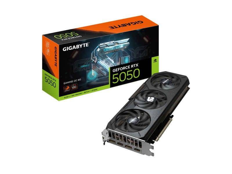 GIGABYTE GeForce RTX 5050 GAMING OC 8G Graphics Card - 8GB GDDR6, 128bit, PCI-E 5.0, 2632MHz Core Clock, 2 x DP, 2 x HDMI, NVIDIA DLSS 4, GV-N5050GAMING OC-8GD