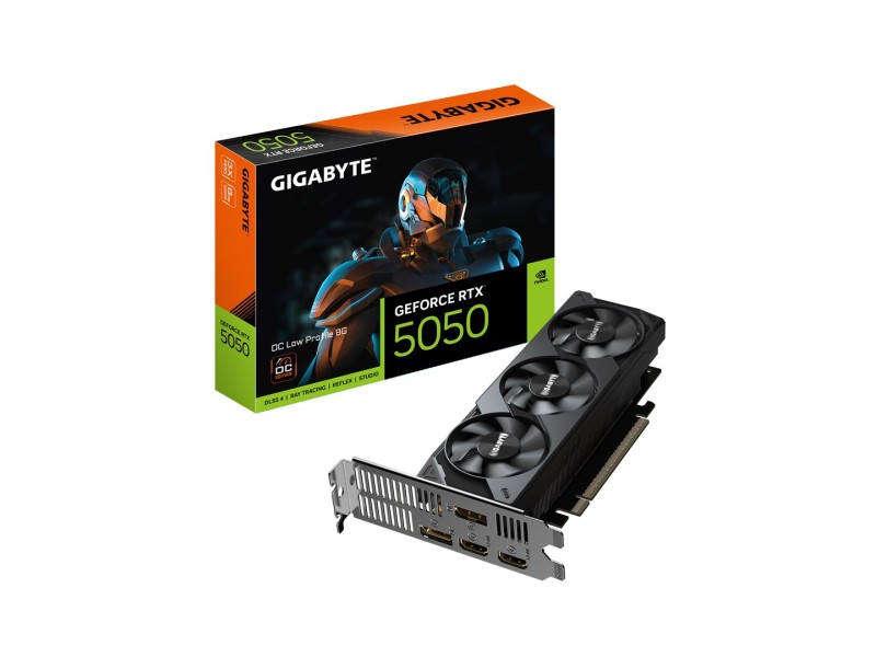 GIGABYTE GeForce RTX 5050 OC Low Profile 8G Graphics Card - 8GB GDDR6, 128bit, PCI-E 5.0, 2587MHz Core Clock, 2 x DP, 2 x HDMI, NVIDIA DLSS 4, GV-N5050OC-8GL