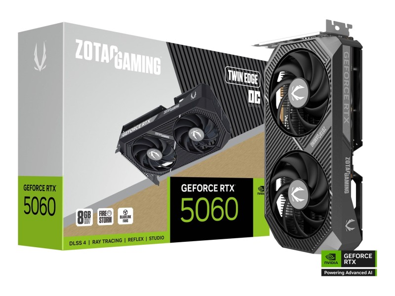Zotac GAMING GeForce RTX 5060 Twin Edge OC NVIDIA 8 GB GDDR7 Zotac GAMING GeForce RTX 5060 Twin Edge OC NVIDIA 8 GB GDDR7