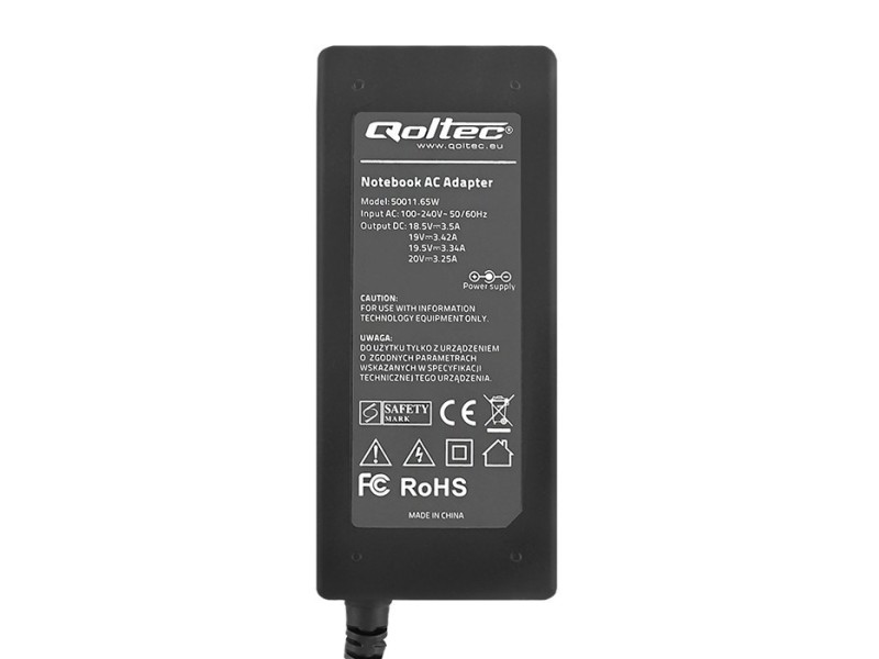 Qoltec 50011 power adapter/inverter Indoor 65 W Black
