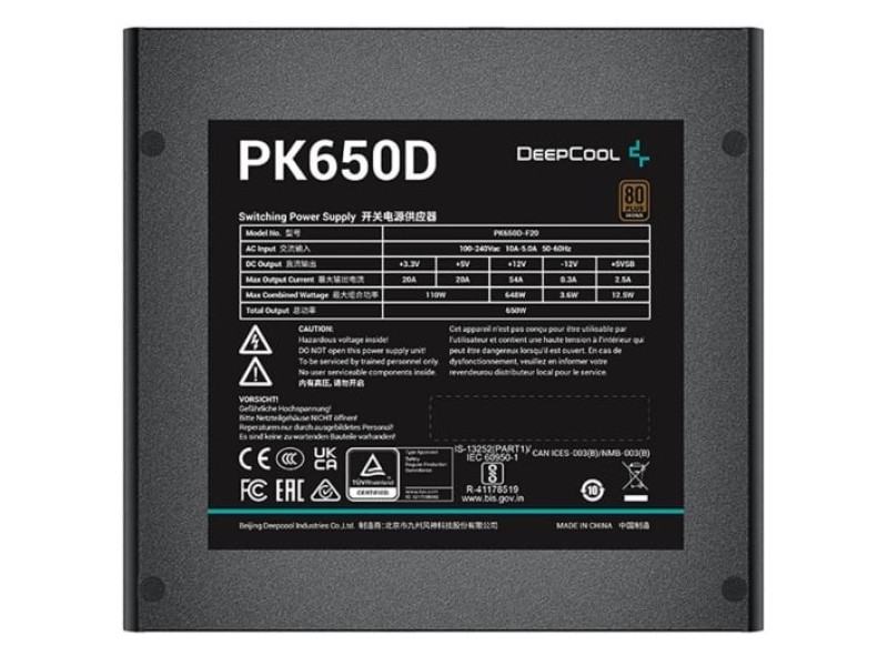 Deepcool PK650D 650W Bronze Power Supply