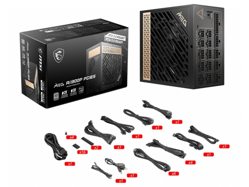 MSI MEG AI1300P PCIE5 power supply unit 1300 W 24-pin ATX ATX Black