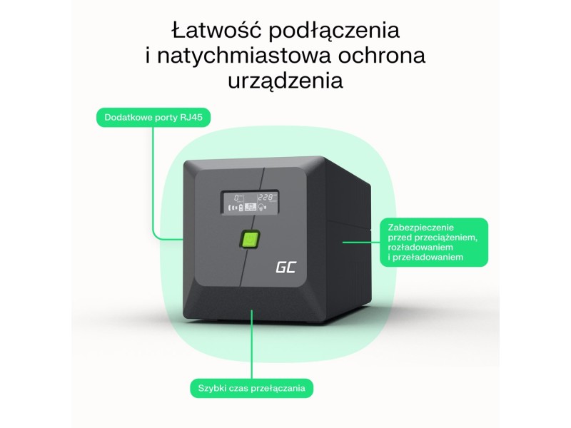 Green Cell uninterruptible power supply (UPS) 2 kVA 1400 W 4 AC outlet(s)