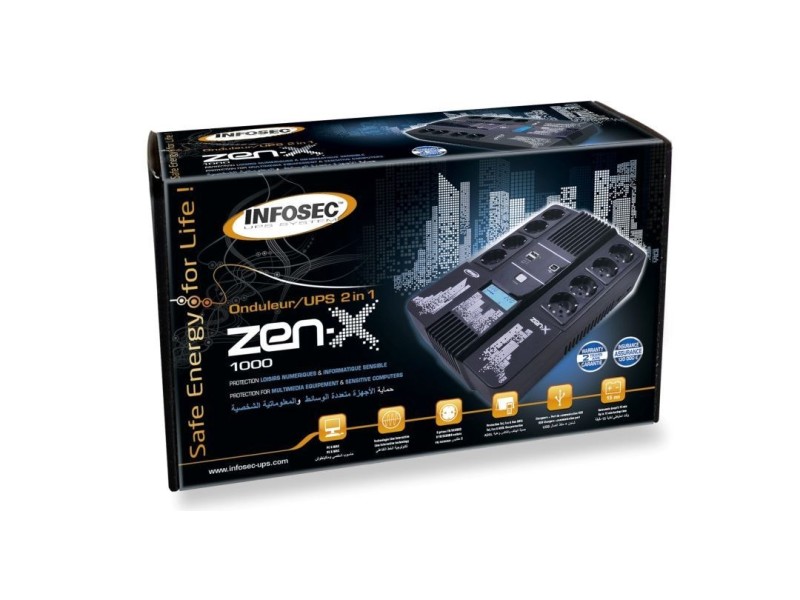 Infosec Zen-X 1000 uninterruptible power supply (UPS) Line-Interactive 1 kVA 600 W 8 AC outlet(s)